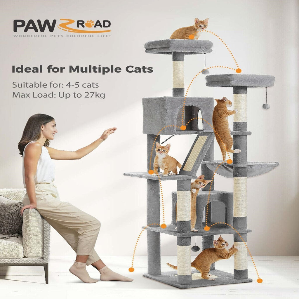 180cm Multi-Level Cat Tree Tower with Scratching Posts