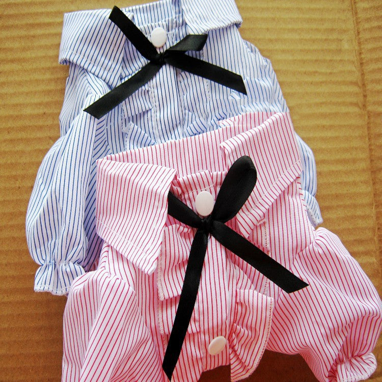 Bubble Sleeve Bow Tie Pet Shirt