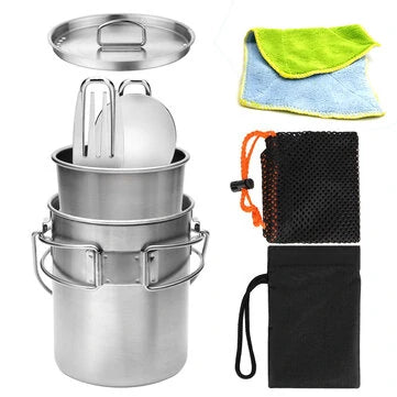 26oz Stainless Steel Camping Water Cup & Travel Cooking Set - Outdoor Picnic Utensils