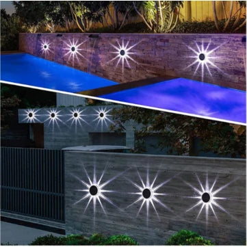 Solar Wall Light Outdoor Garden Deck Round Petal Fence Light 8 Modes Glowing Garden Light Remote Control Gizmokings Warehouse